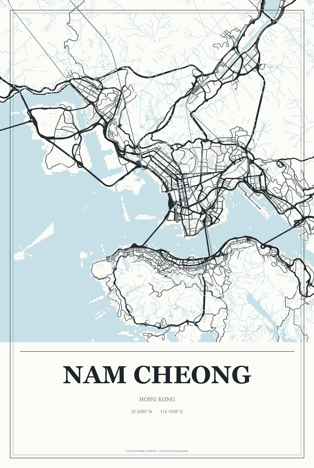 Nam Cheong, Hong Kong City Map Aluminum Sign in Gallery Air style