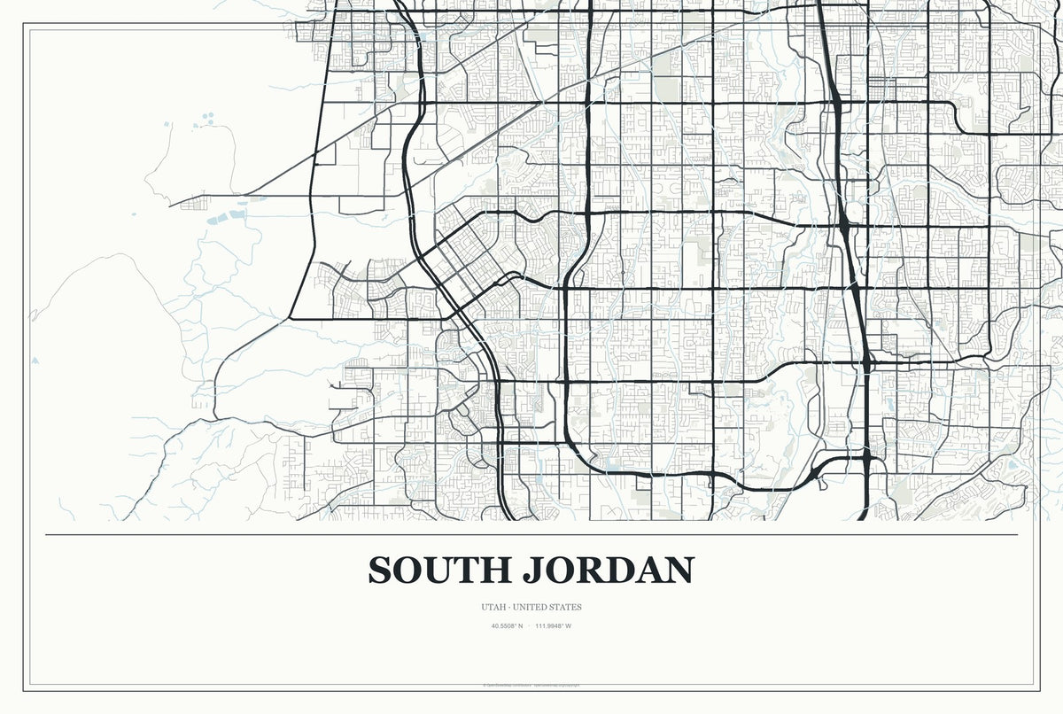 South Jordan, Utah City Map Aluminum Sign in Gallery Air style