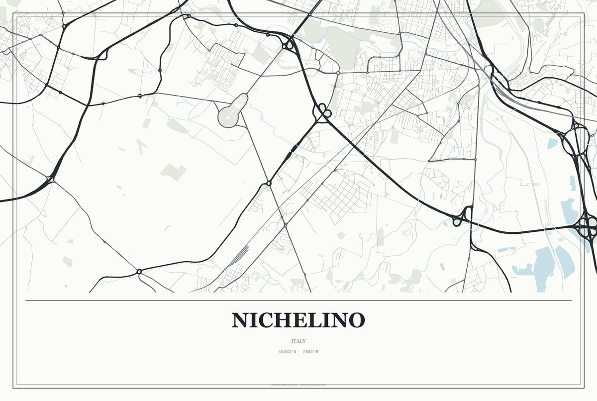Nichelino, Italy City Map Aluminum Sign in Gallery Air style