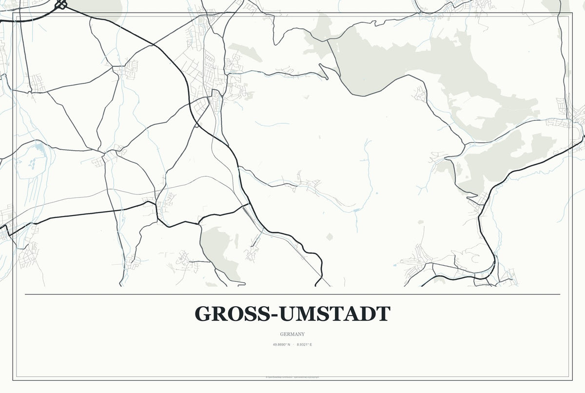 Groß-Umstadt, Germany City Map Aluminum Sign in Gallery Air style