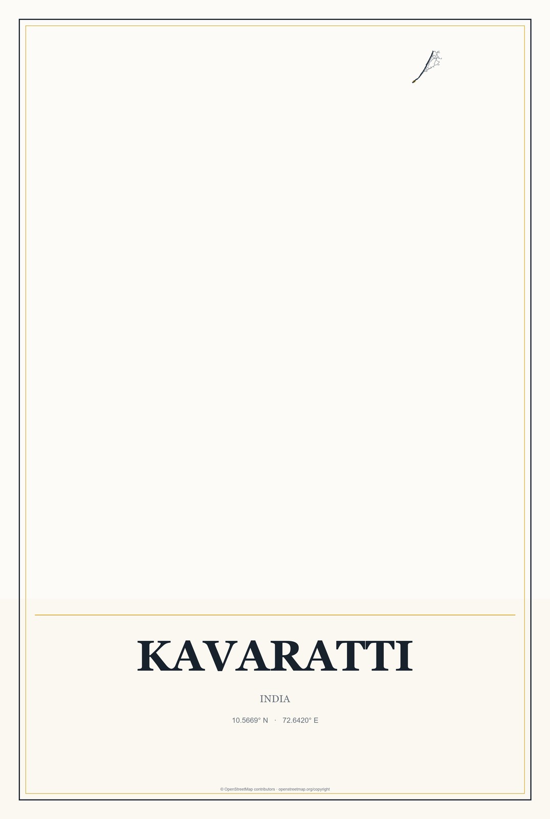 Kavaratti, India City Map Aluminum Sign in Citrine Modern style