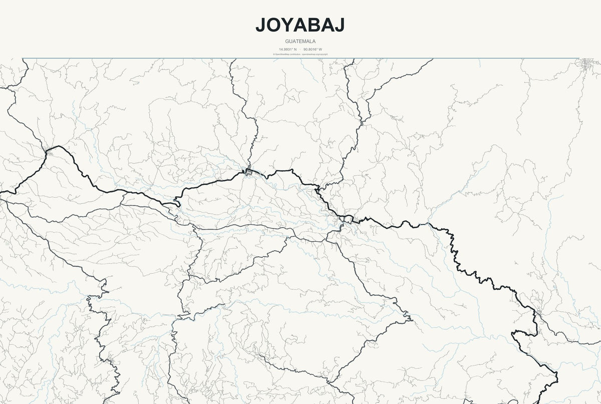 Joyabaj, Guatemala City Map Aluminum Sign in Headline Atlas style