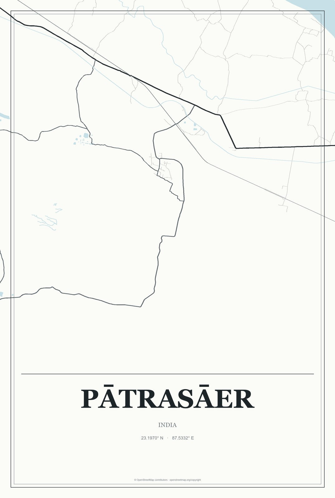 Pātrasāer, India City Map Aluminum Sign in Gallery Air style
