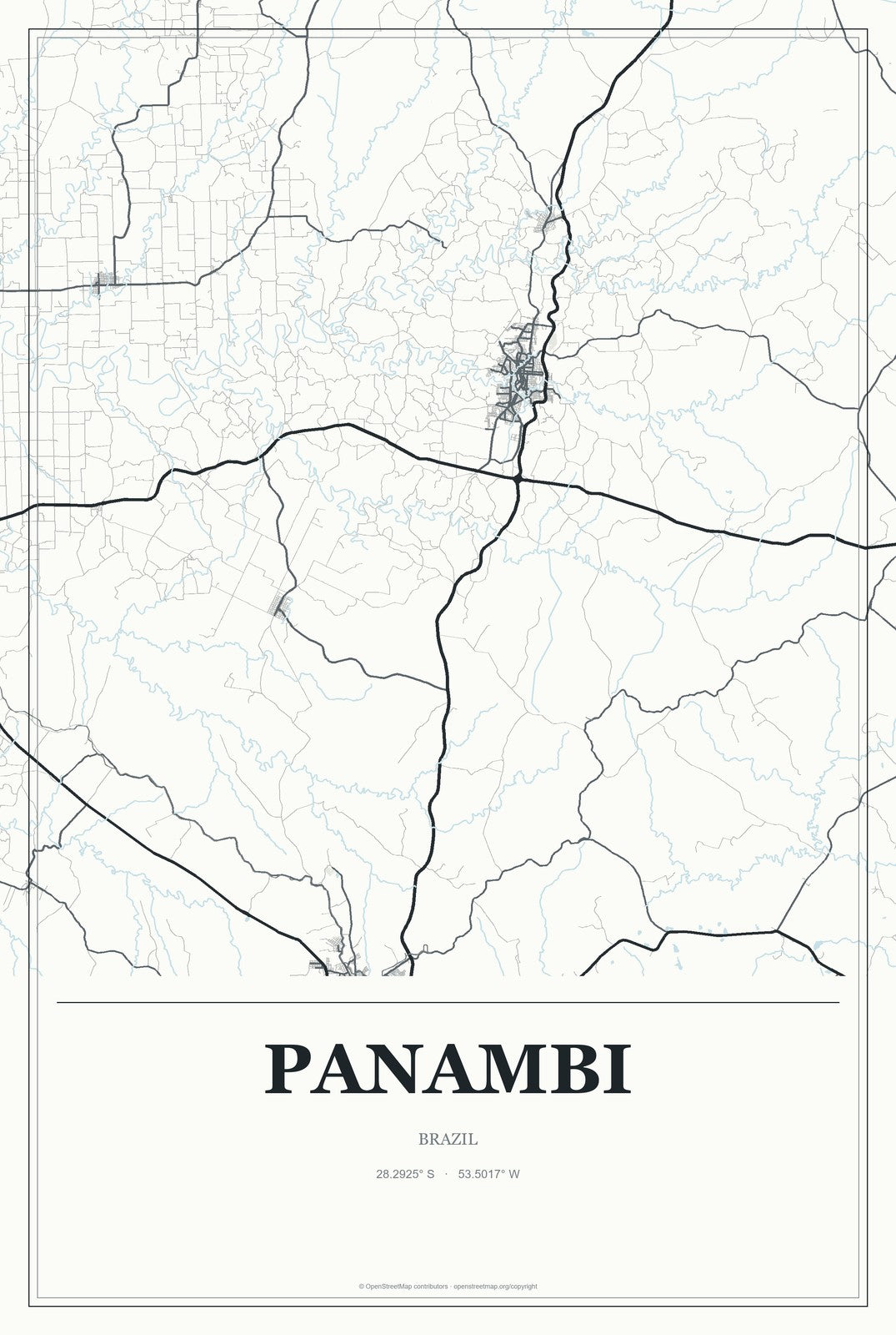 Panambi, Brazil City Map Aluminum Sign in Gallery Air style