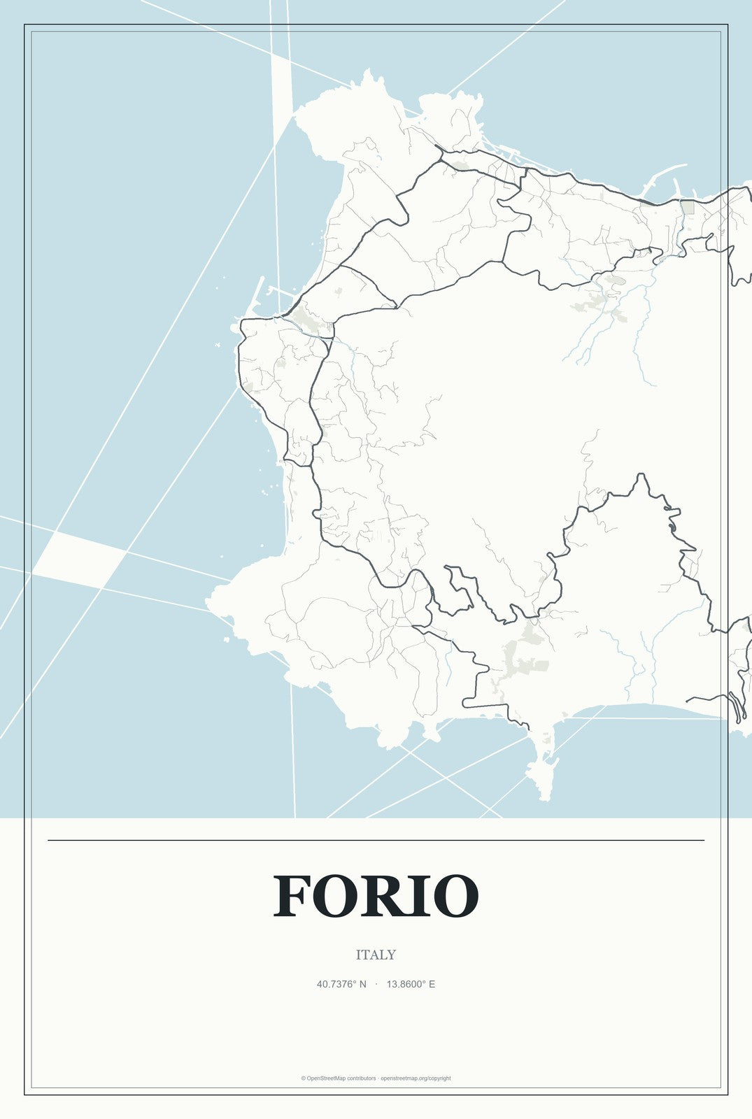 Forio, Italy City Map Aluminum Sign in Gallery Air style