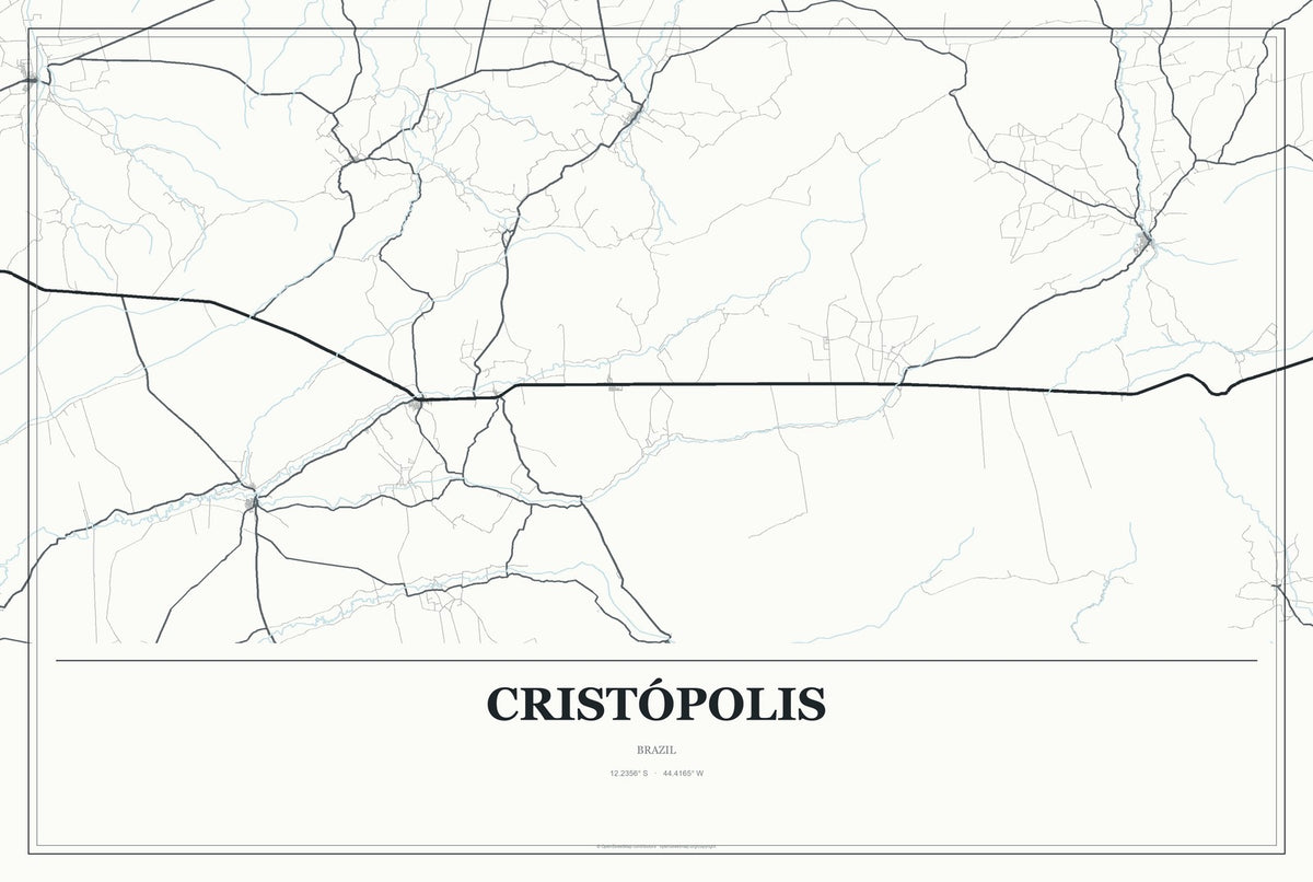 Cristópolis, Brazil City Map Aluminum Sign in Gallery Air style