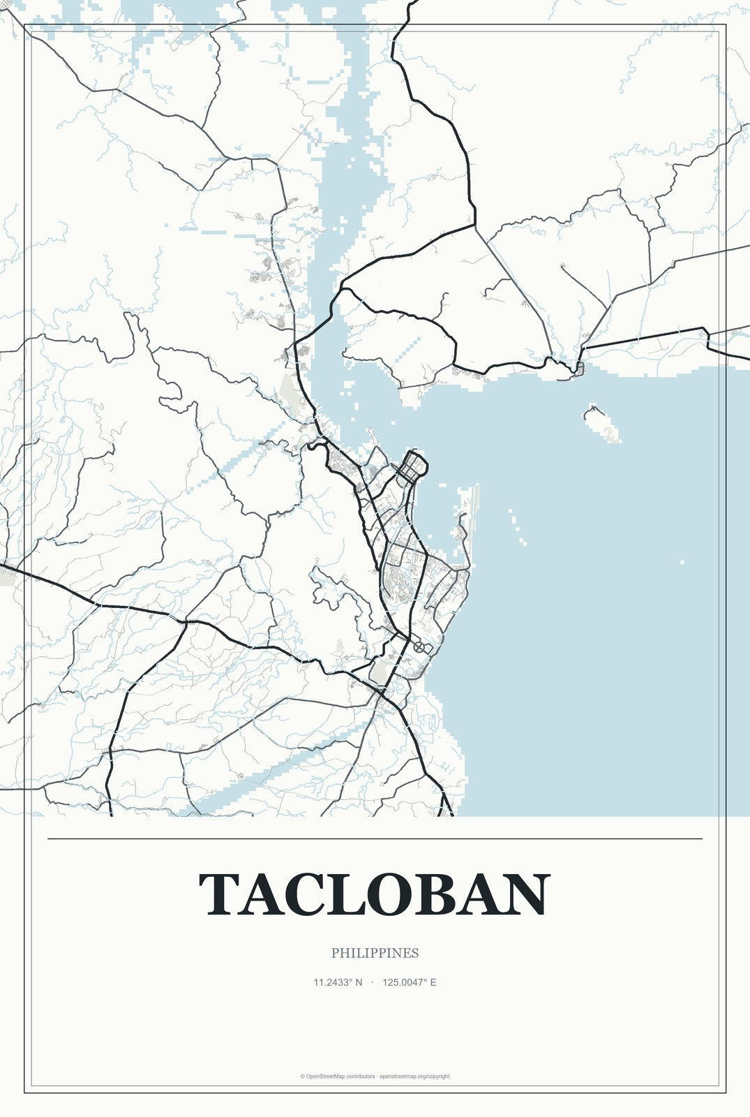Tacloban, Philippines City Map Aluminum Sign in Gallery Air style