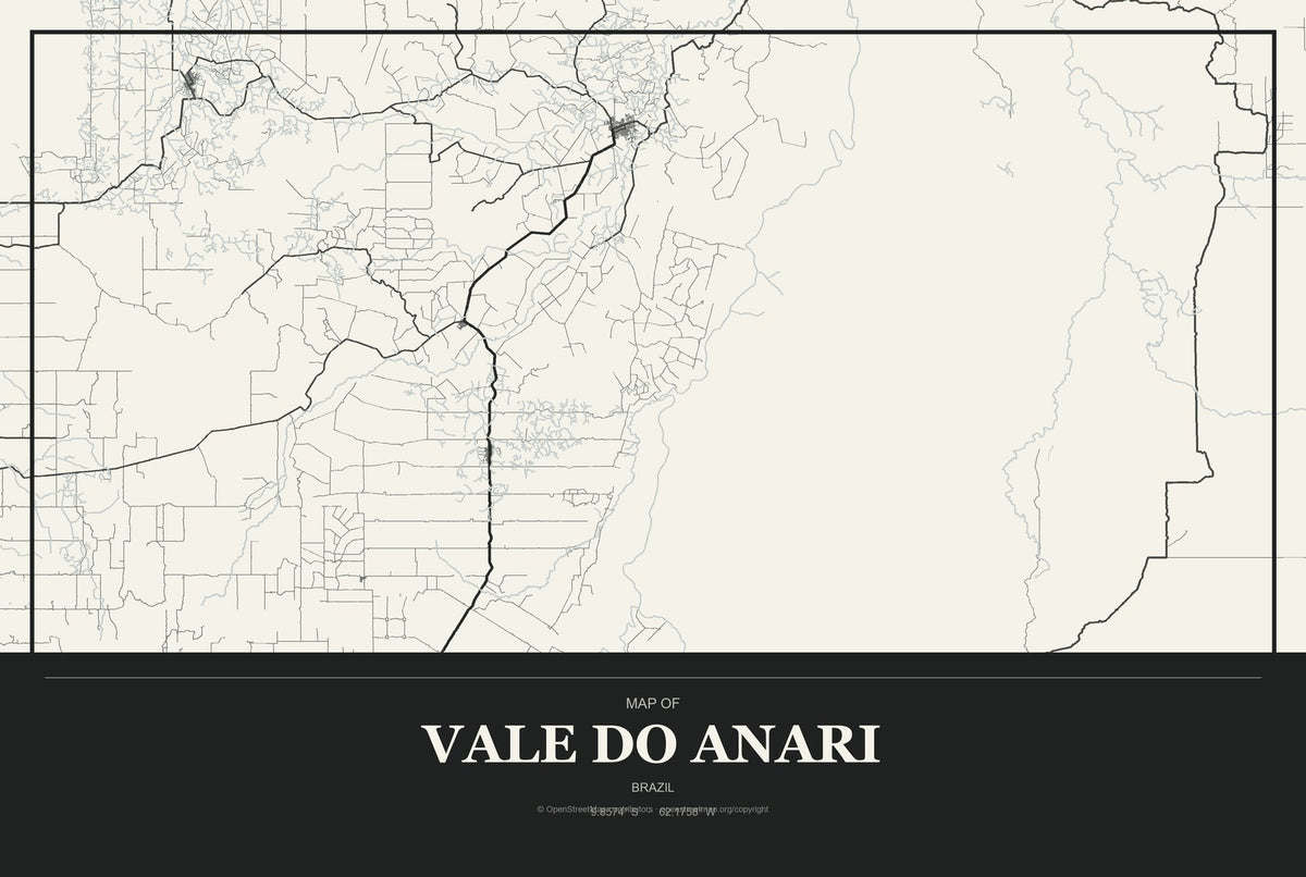 Vale do Anari, Brazil City Map Aluminum Sign in Museum Plaque style
