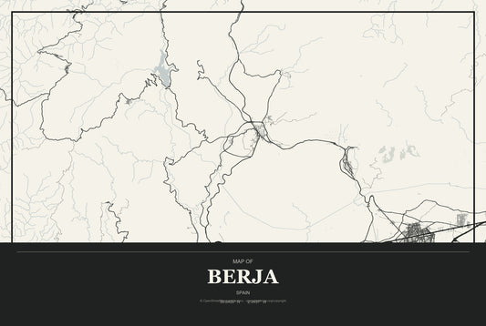 Berja, Spain City Map Aluminum Sign in Museum Plaque style