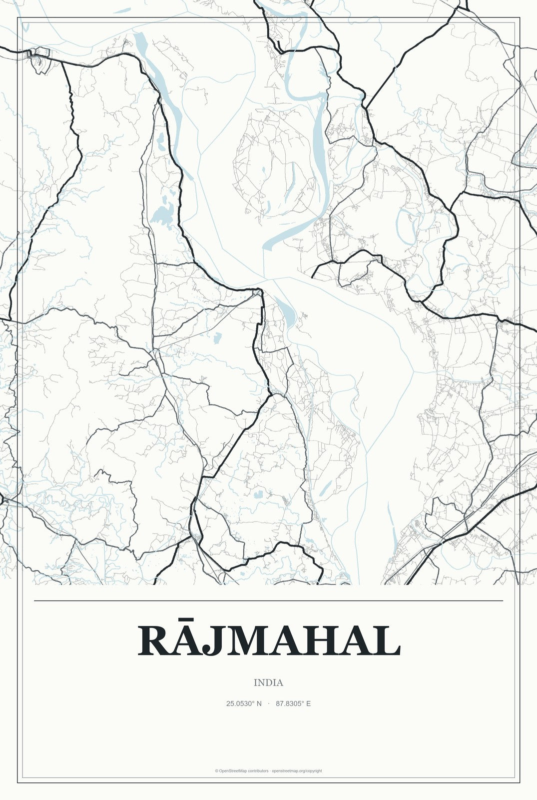 Rājmahal, India City Map Aluminum Sign in Gallery Air style