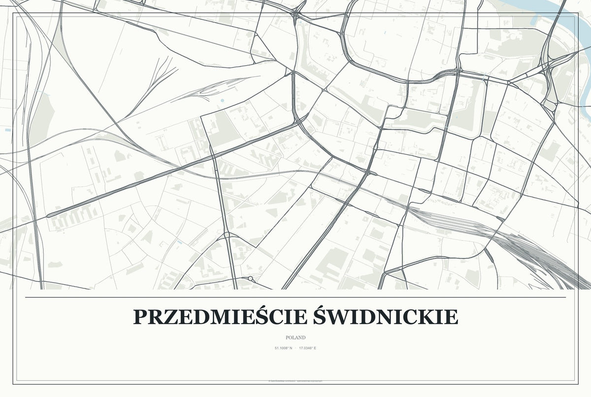 Przedmieście Świdnickie, Poland City Map Aluminum Sign in Gallery Air style