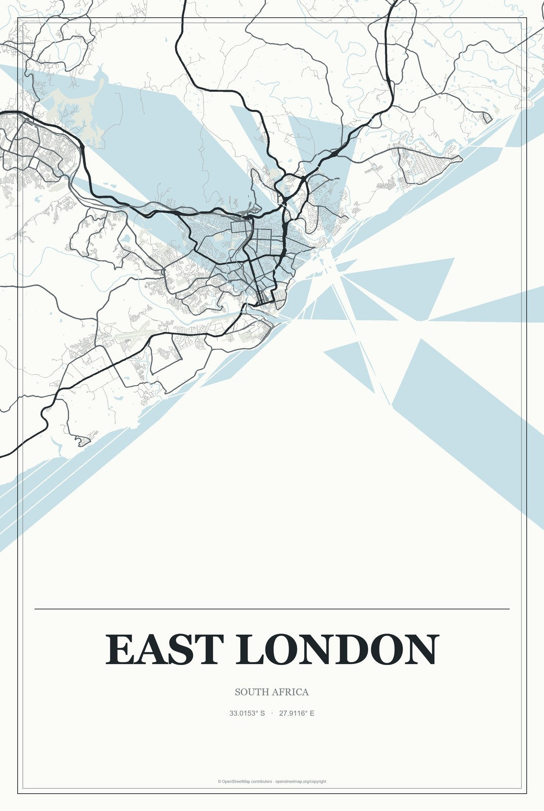 East London, South Africa City Map Aluminum Sign in Gallery Air style
