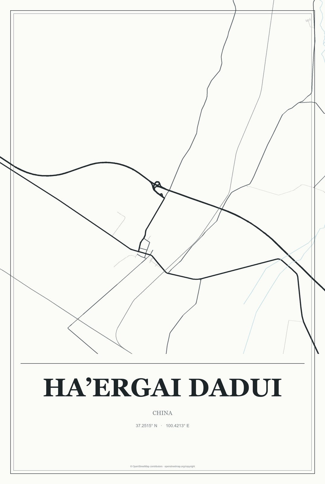 Ha’ergai Dadui, China City Map Aluminum Sign in Gallery Air style