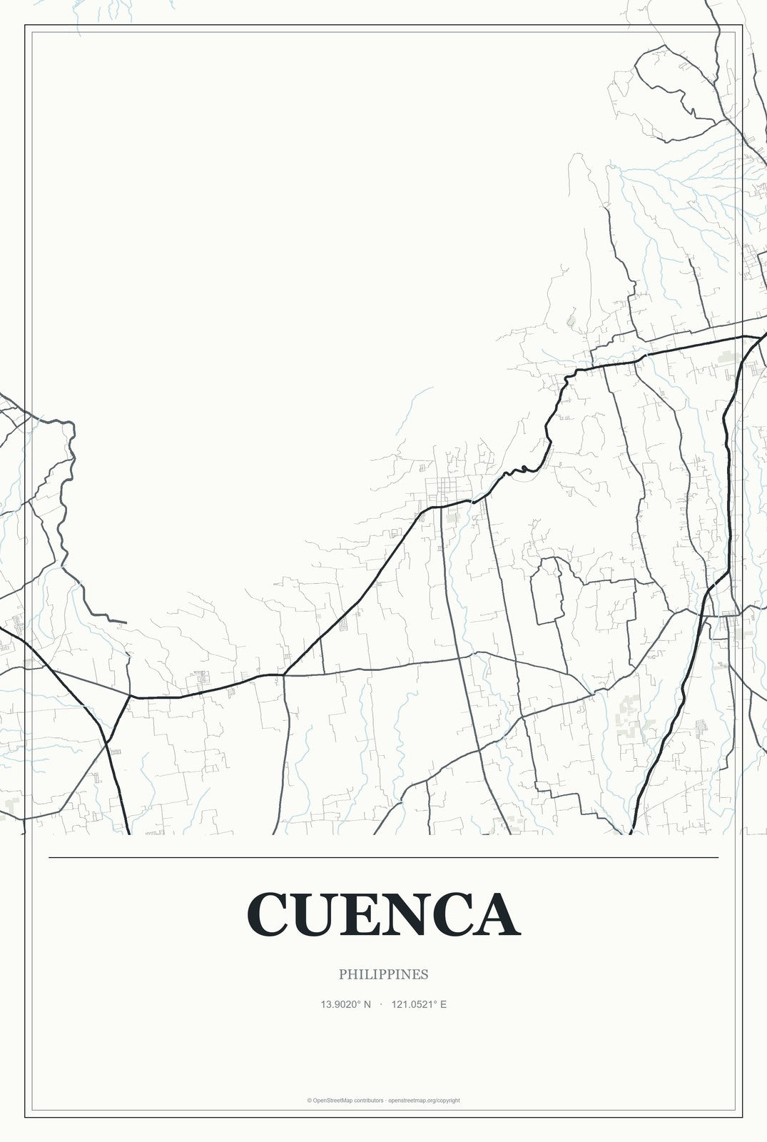 Cuenca, Philippines City Map Aluminum Sign in Gallery Air style