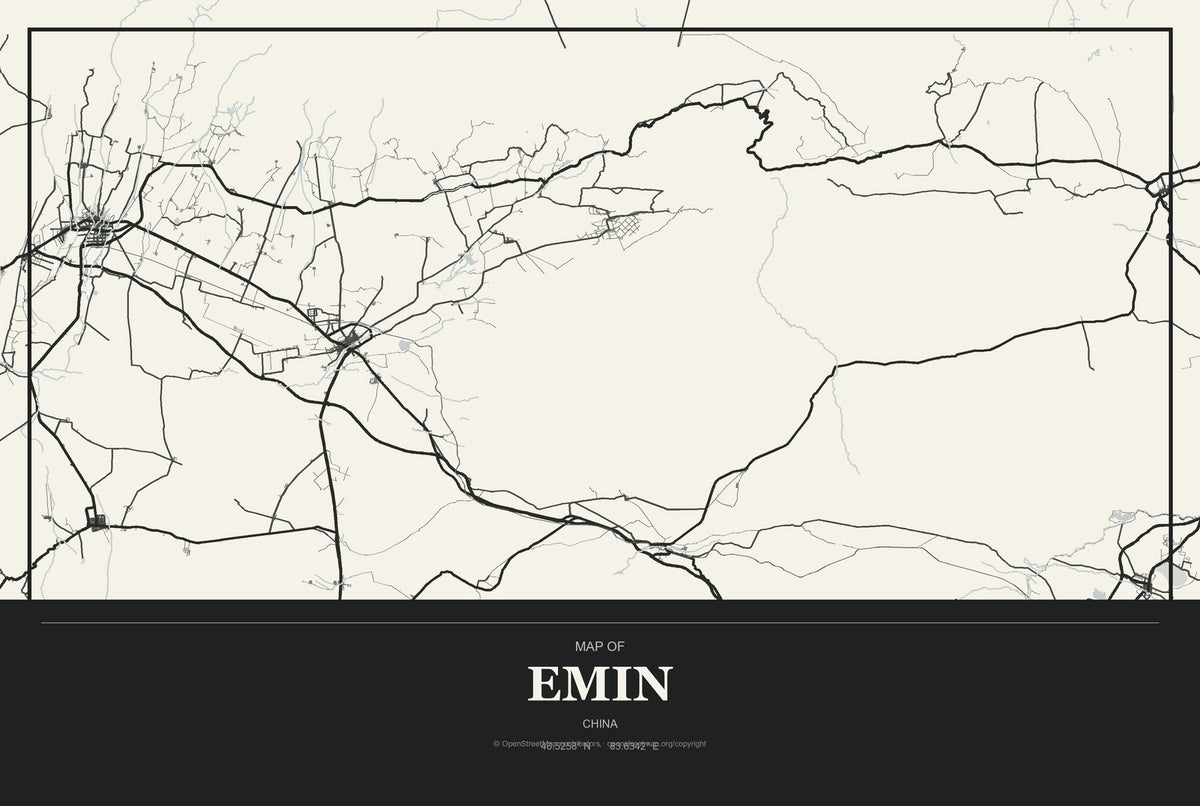 Emin, China City Map Aluminum Sign in Museum Plaque style
