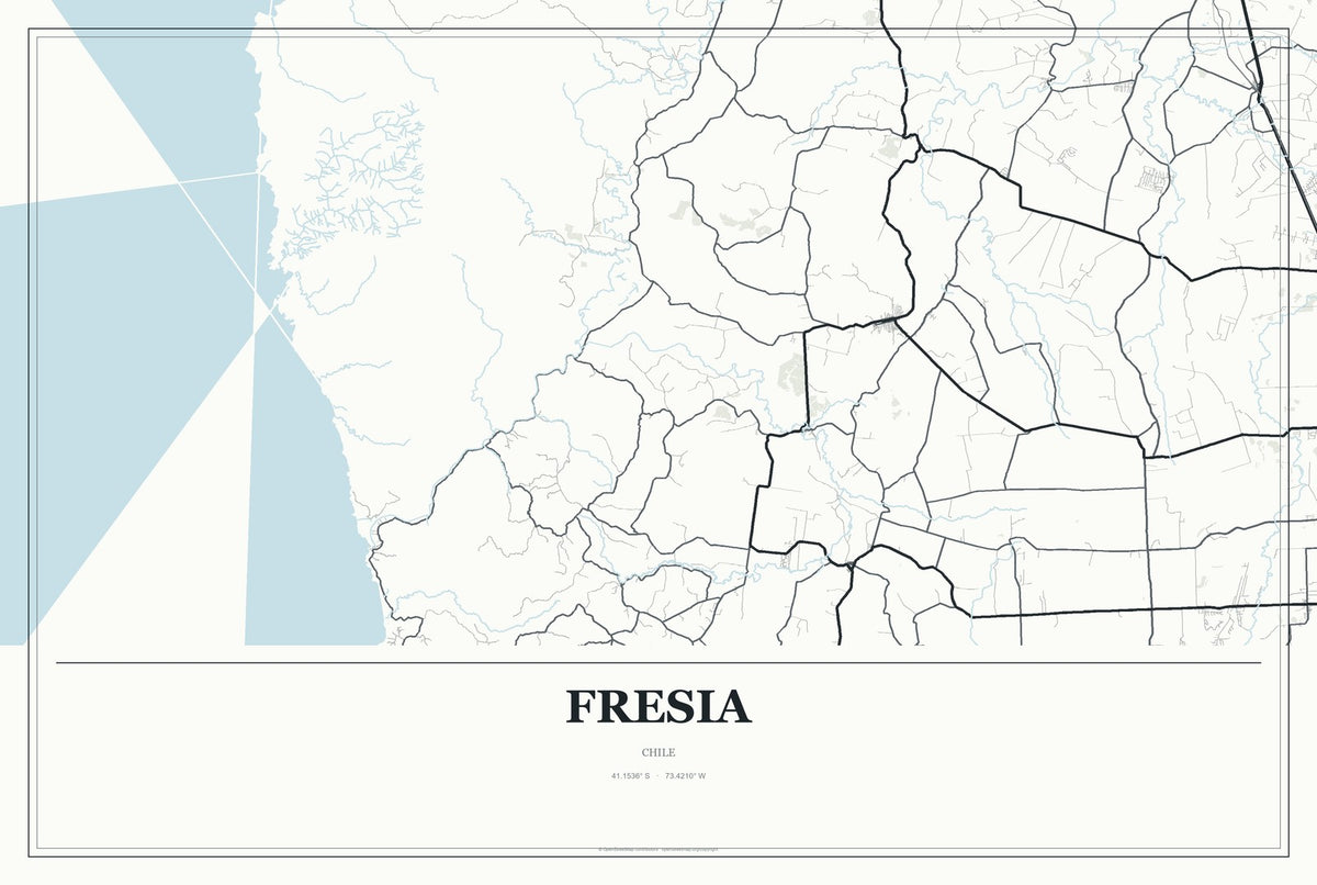 Fresia, Chile City Map Aluminum Sign in Gallery Air style