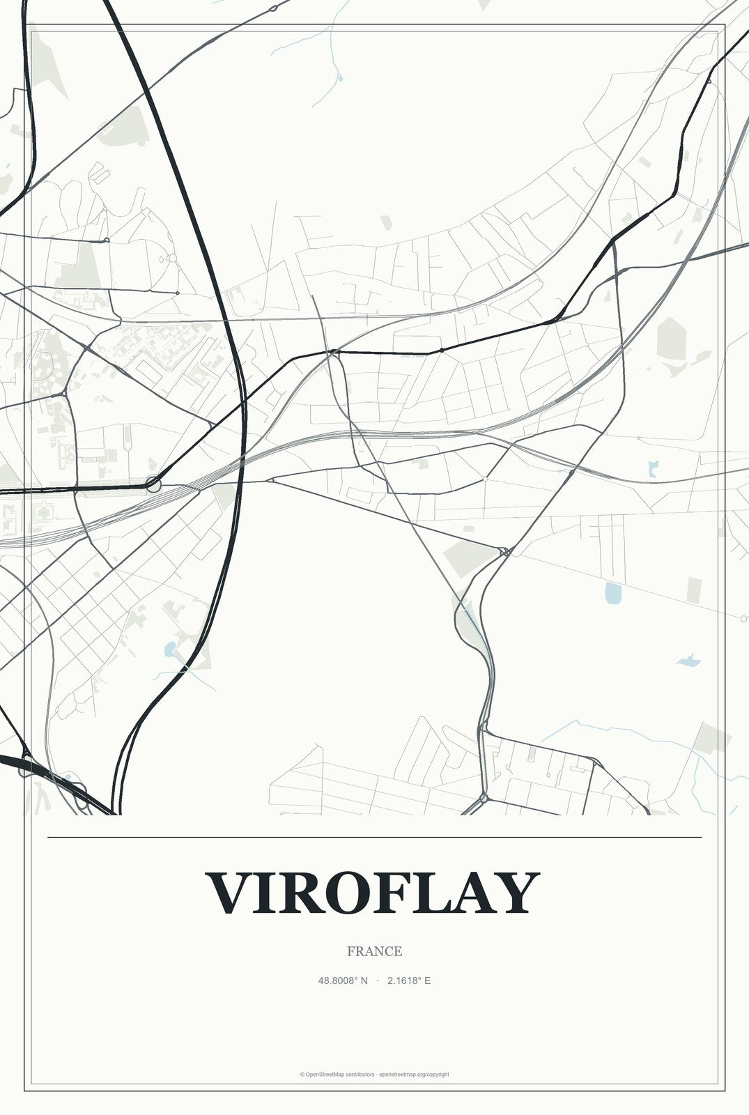 Viroflay, France City Map Aluminum Sign in Gallery Air style