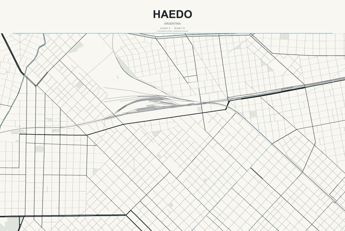 Haedo, Argentina City Map Aluminum Sign in Headline Atlas style
