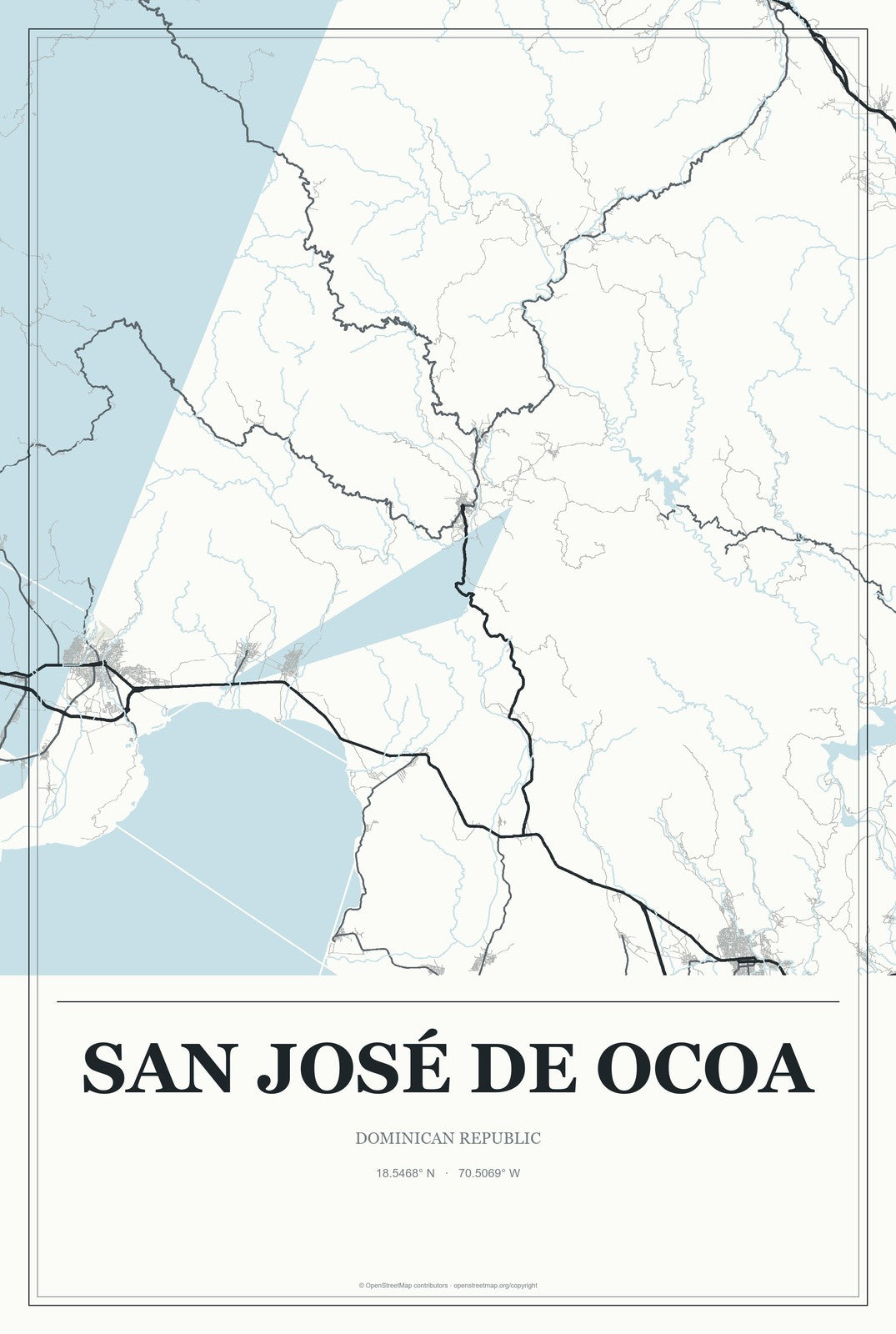 San José de Ocoa, Dominican Republic City Map Aluminum Sign in Gallery Air style