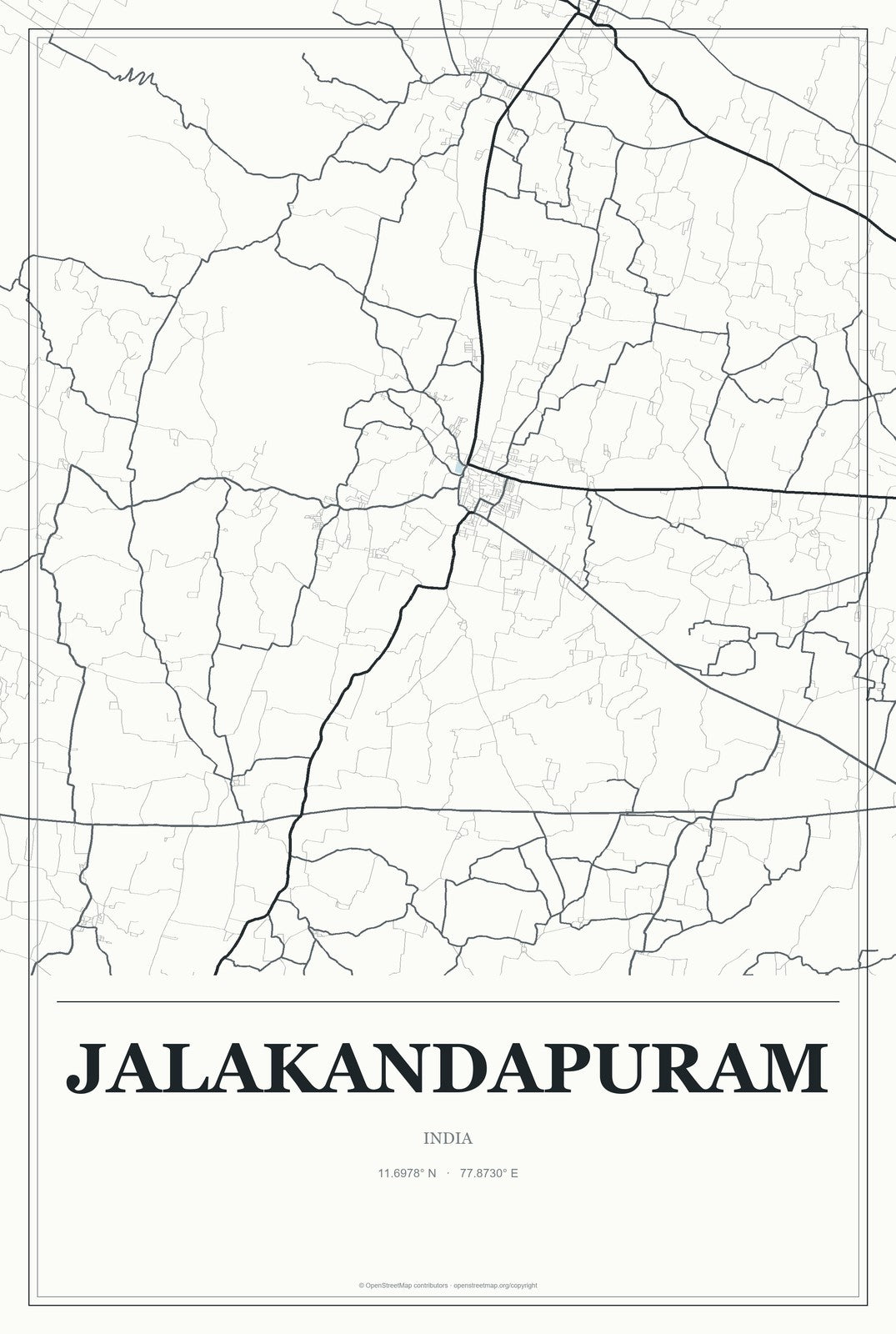 Jalakandapuram, India City Map Aluminum Sign in Gallery Air style