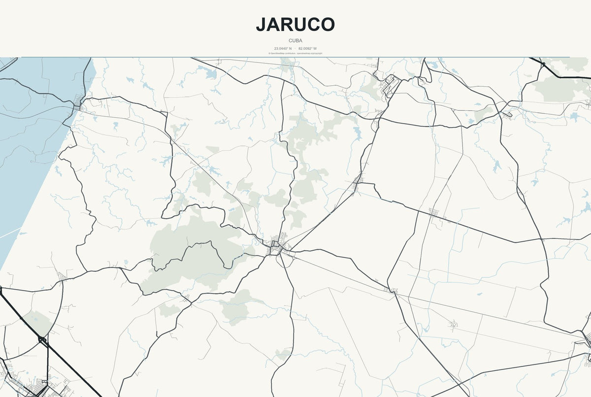 Jaruco, Cuba City Map Aluminum Sign in Headline Atlas style