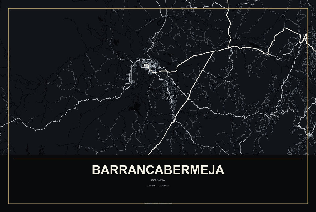 Barrancabermeja, Colombia City Map Aluminum Sign in Metropolitan Noir style