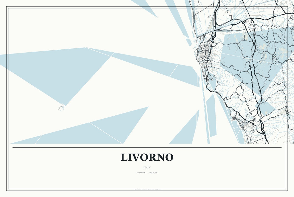 Livorno, Italy City Map Aluminum Sign in Gallery Air style