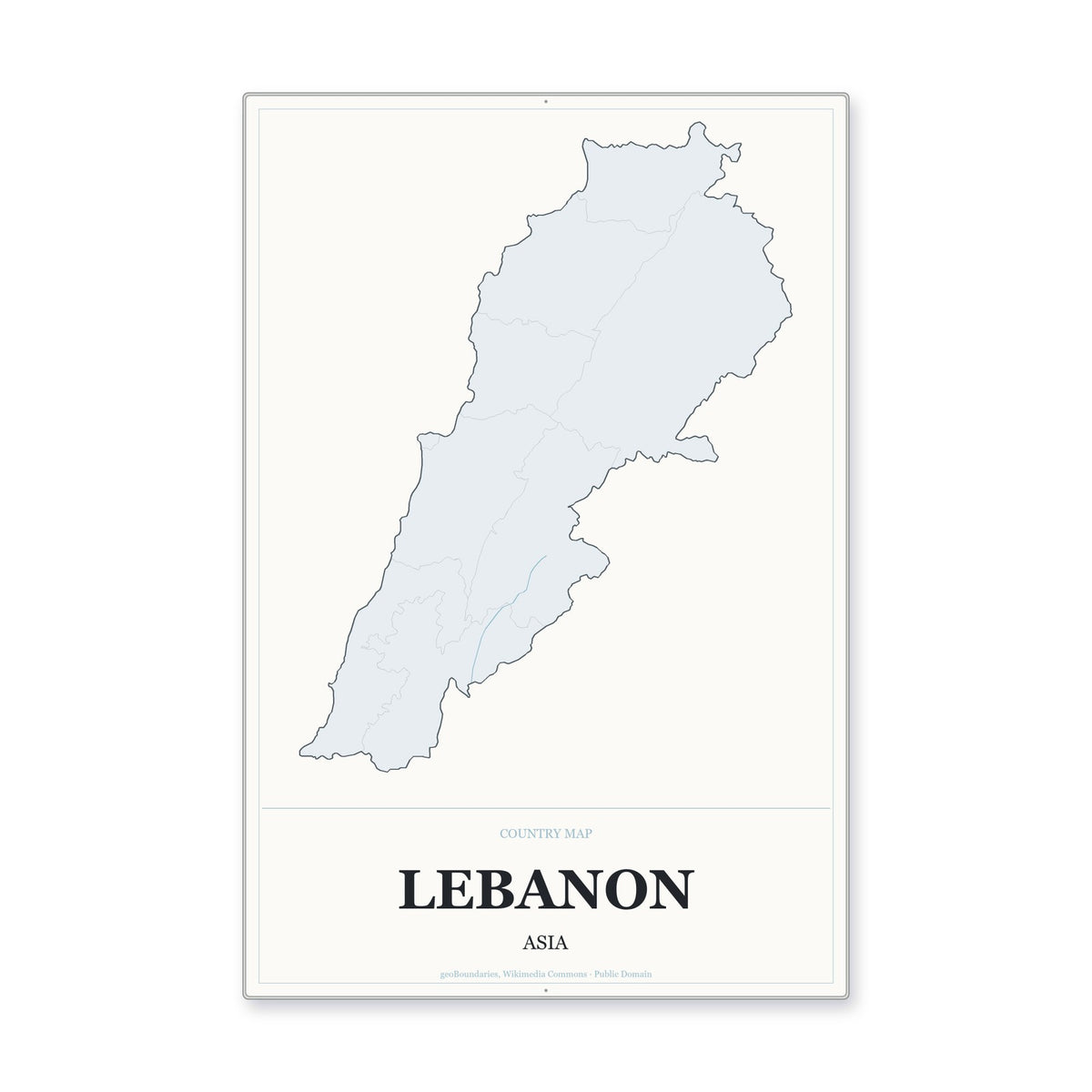 Lebanon Country Map Aluminum Sign in Gallery Air style