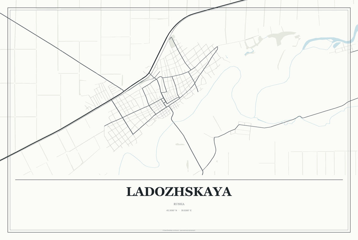 Ladozhskaya, Russia City Map Aluminum Sign in Gallery Air style