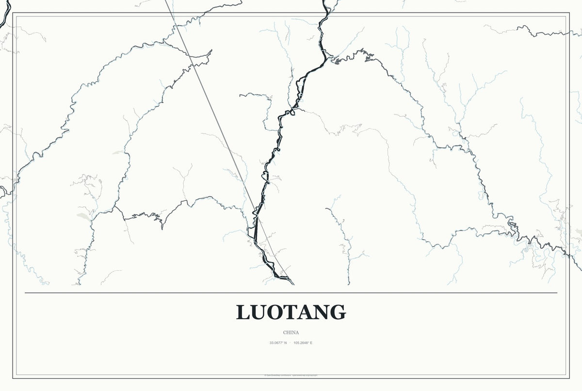 Luotang, China City Map Aluminum Sign in Gallery Air style