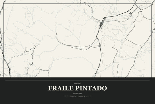 Fraile Pintado, Argentina City Map Aluminum Sign in Museum Plaque style