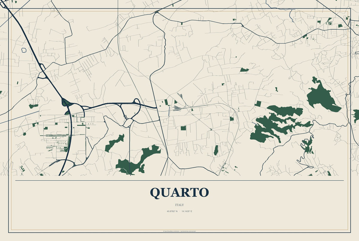 Quarto, Italy City Map Aluminum Sign in Coastal Cutout style
