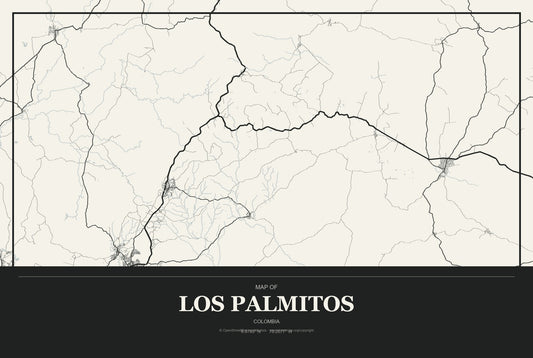 Los Palmitos, Colombia City Map Aluminum Sign in Museum Plaque style
