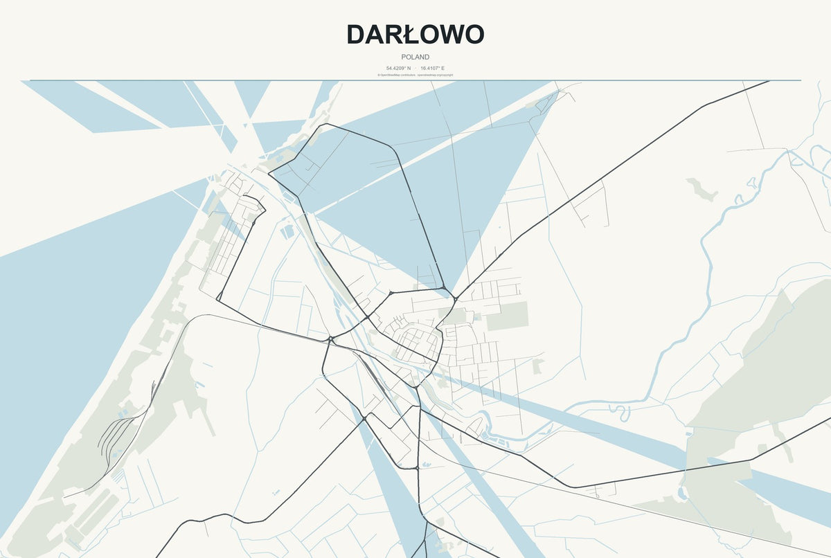 Darłowo, Poland City Map Aluminum Sign in Headline Atlas style