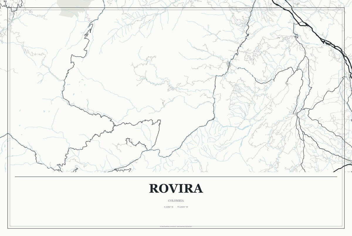 Rovira, Colombia City Map Aluminum Sign in Gallery Air style