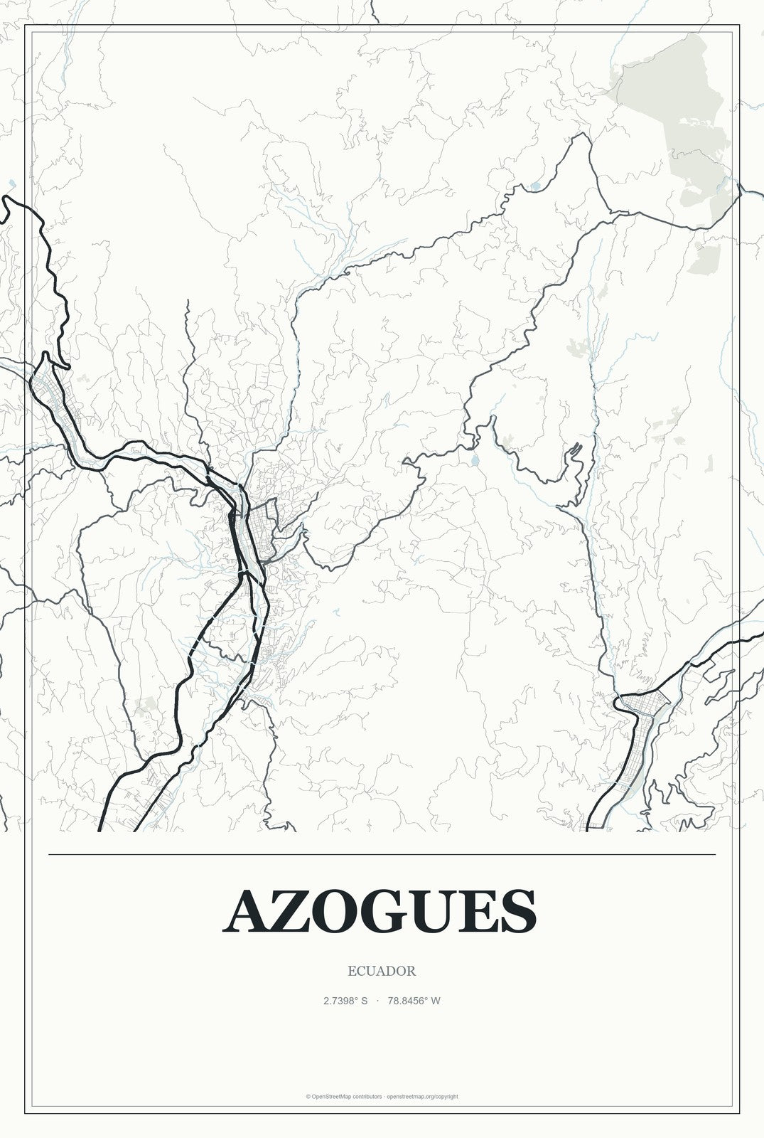 Azogues, Ecuador City Map Aluminum Sign in Gallery Air style