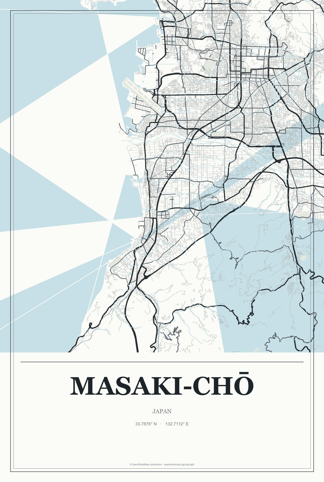 Masaki-chō, Japan City Map Aluminum Sign in Gallery Air style