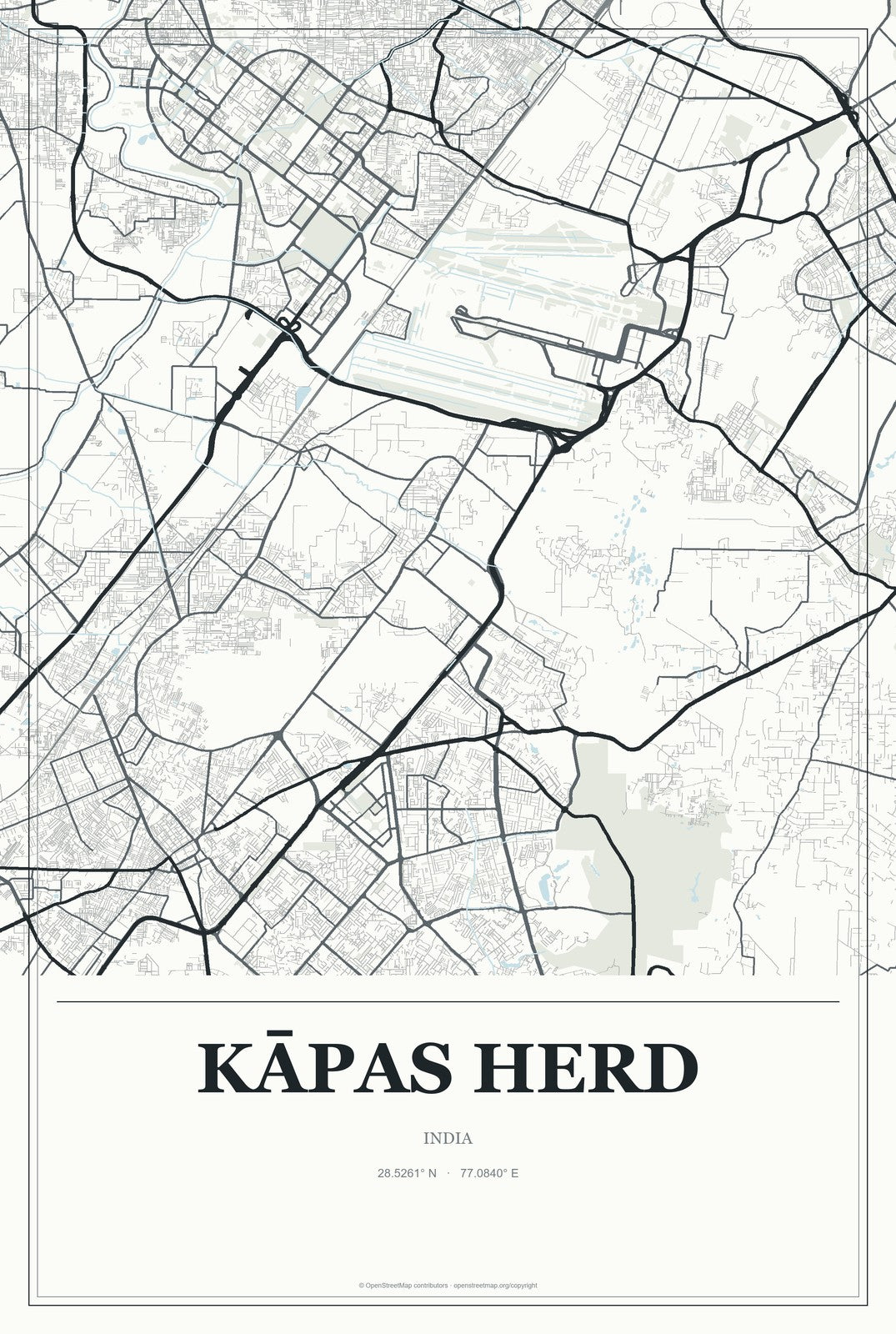 Kāpas Herd, India City Map Aluminum Sign in Gallery Air style