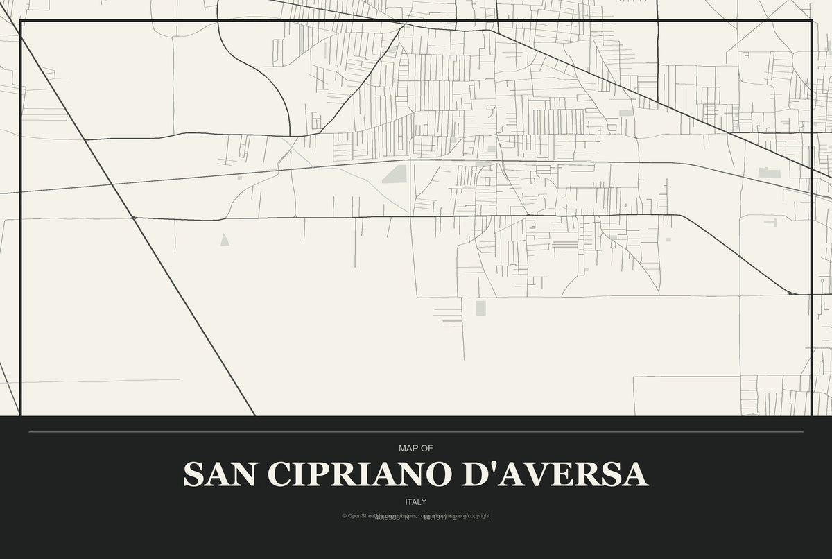 San Cipriano d'Aversa, Italy City Map Aluminum Sign in Museum Plaque style