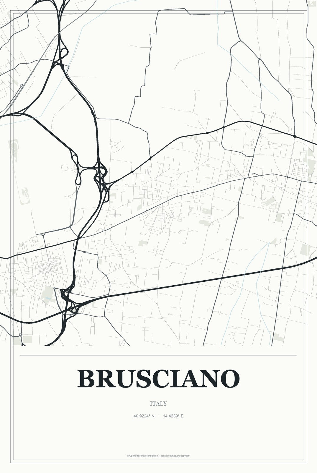 Brusciano, Italy City Map Aluminum Sign in Gallery Air style