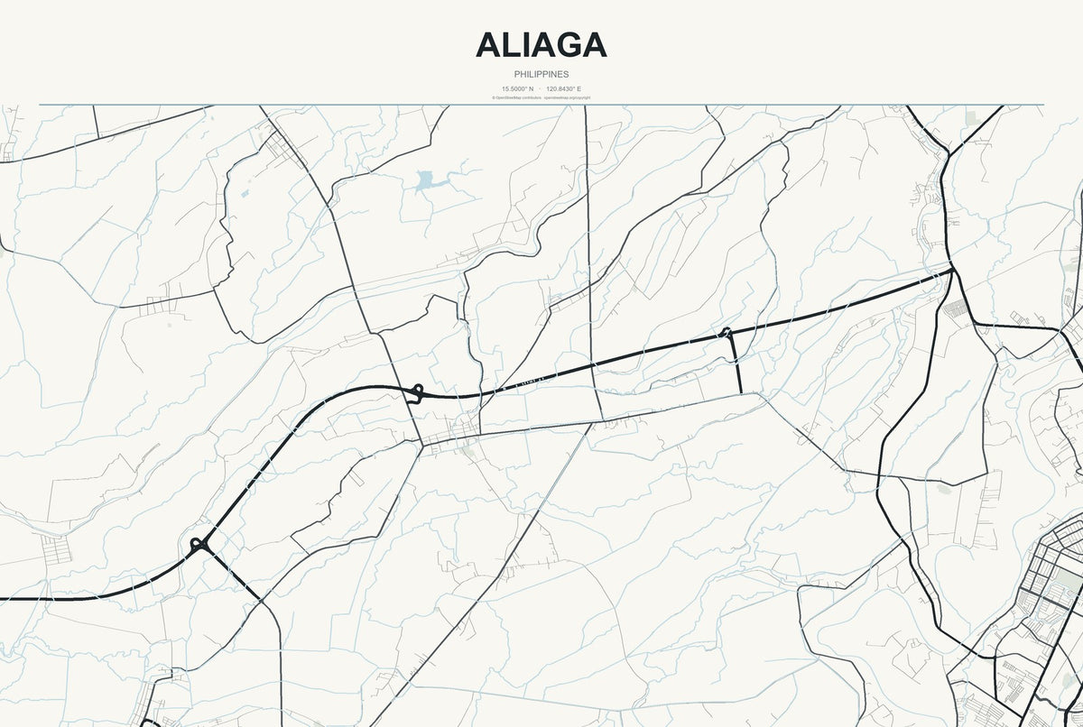 Aliaga, Philippines City Map Aluminum Sign in Headline Atlas style