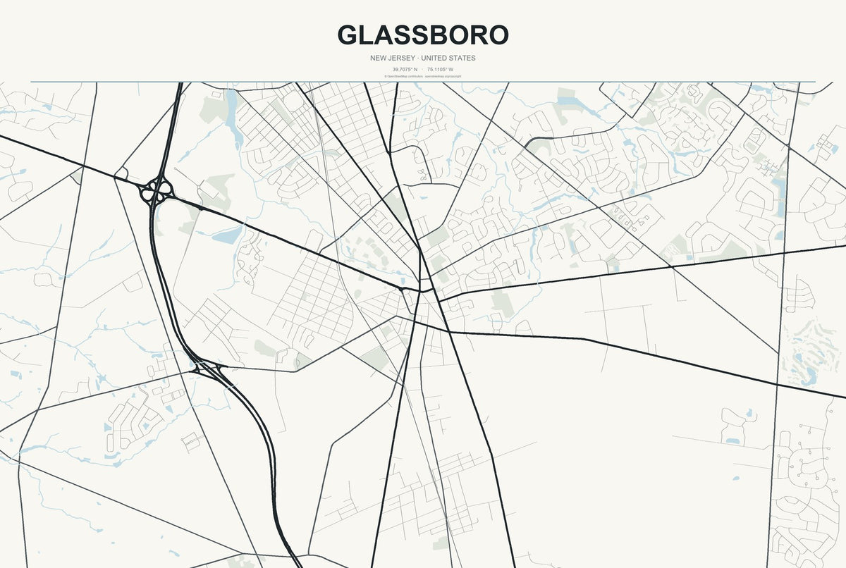 Glassboro, New Jersey City Map Aluminum Sign in Headline Atlas style
