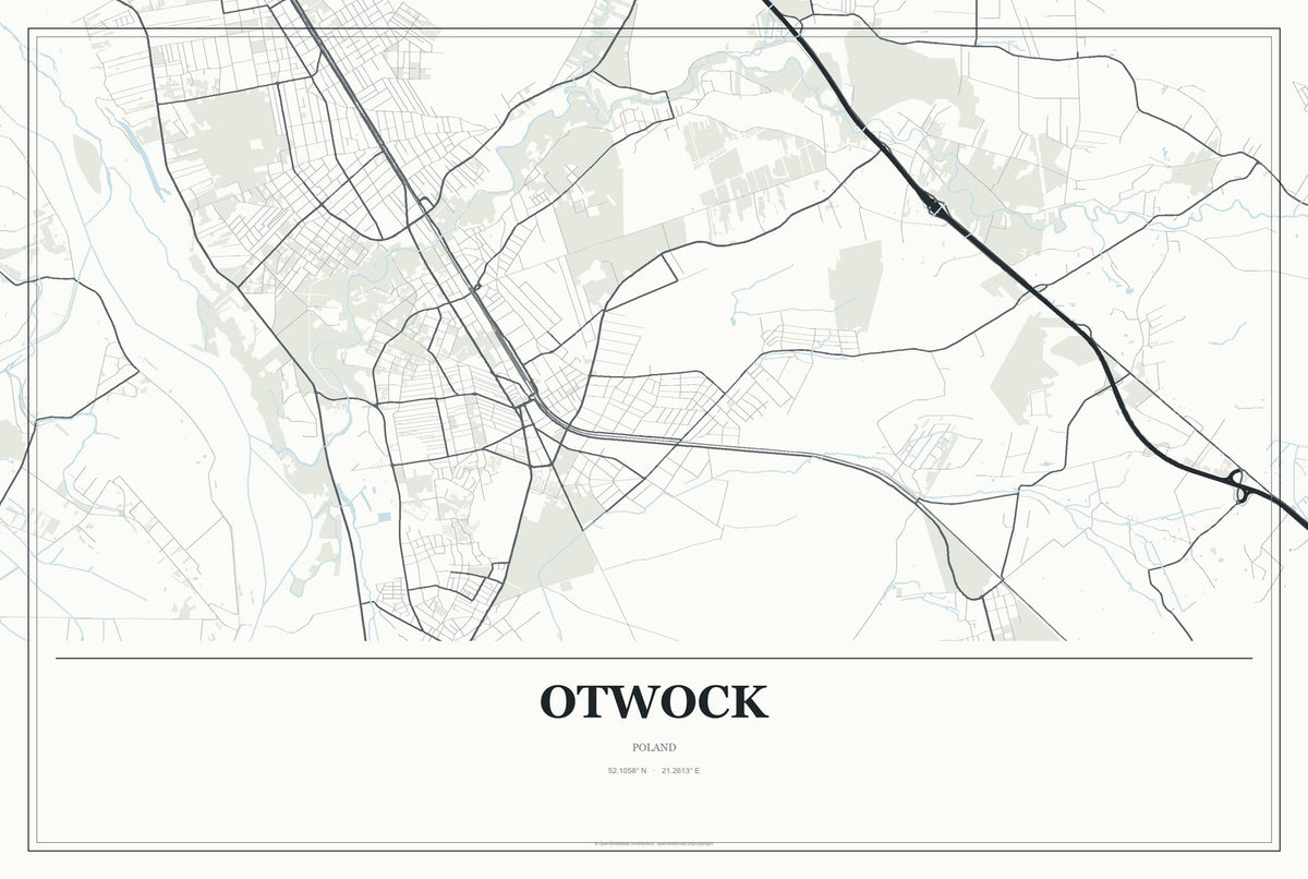 Otwock, Poland City Map Aluminum Sign in Gallery Air style