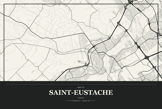 Saint-Eustache, Canada City Map Aluminum Sign in Museum Plaque style