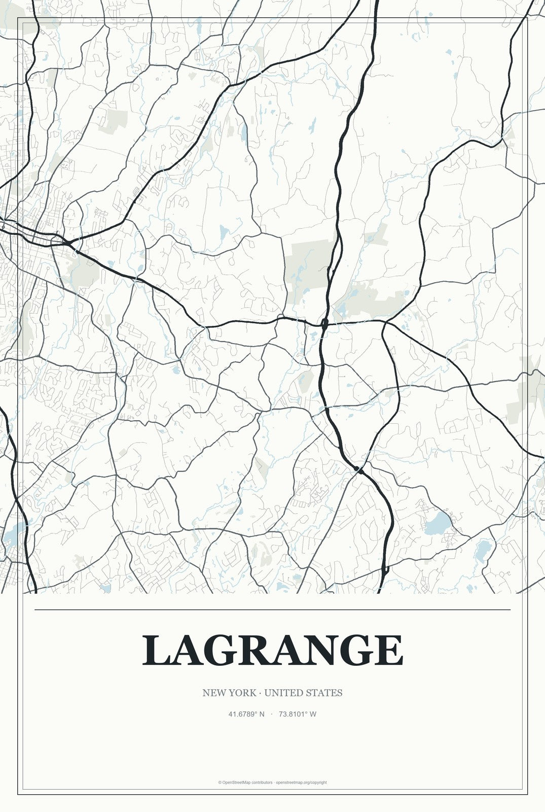 LaGrange, New York City Map Aluminum Sign in Gallery Air style