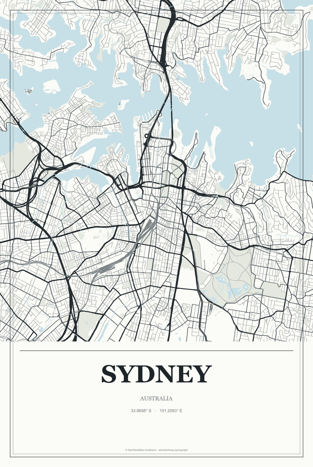 Sydney, Australia City Map Aluminum Sign in Gallery Air style
