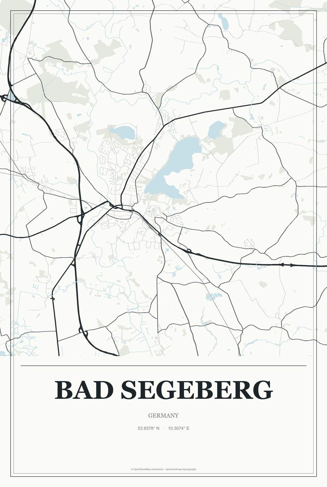 Bad Segeberg, Germany City Map Aluminum Sign in Gallery Air style