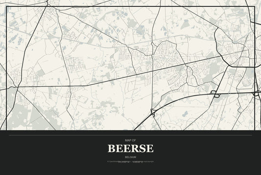 Beerse, Belgium City Map Aluminum Sign in Museum Plaque style