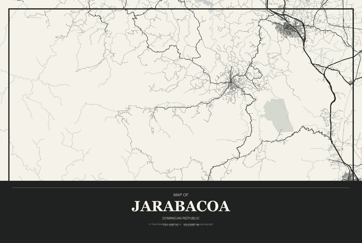 Jarabacoa, Dominican Republic City Map Aluminum Sign in Museum Plaque style