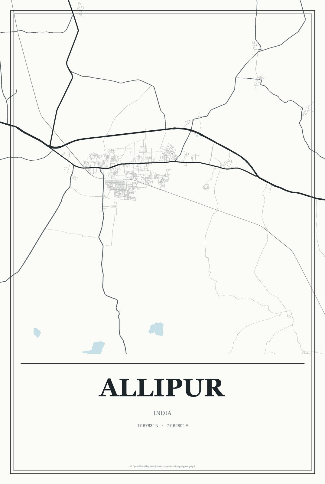 Allipur, India City Map Aluminum Sign in Gallery Air style